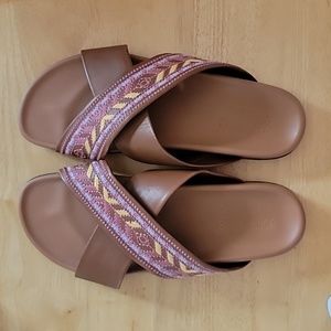 Johnny Was Alessi Criss Cross Vamp Leather Sandals